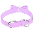 thumbnail image 3 of Light Purple L 50x2.5cm Suede Microfiber Double Bowknot Crystal Sparkle Rhinestone Cat Collar Pet Supply, 3 of 5