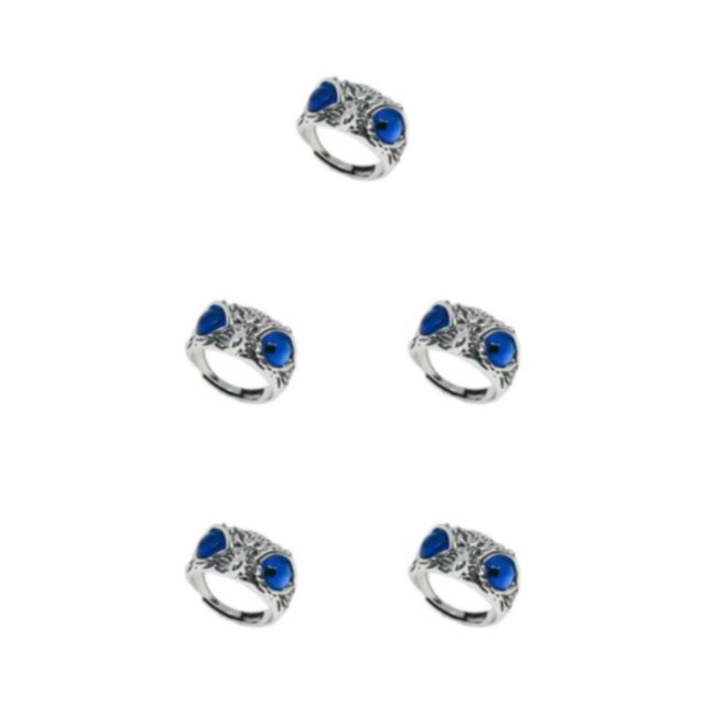 Maytalsory Retro Owl Eye Ring Electroplated With Luster Eye Owl Ring Alloy Exquisite Craft Adjustable Size Official Dark Blue 5Set