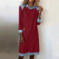 thumbnail image 1 of Mceream Robes Longues pour Femmes Formelles Grande Taille à Blocs de Couleur Robe Patchwork en Denim Printemps Ample Décontractée à Col Midi Robes Chandail Rouge P, 1 of 8