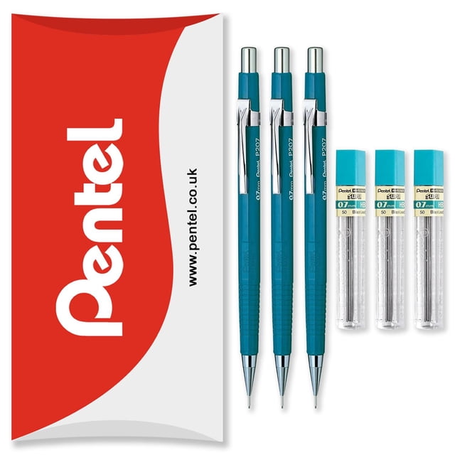 Pentel P200 Series Mechanical Pencils with Refills, 0.7mm, HB Lead, 6 Count