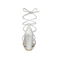 thumbnail image 4 of BLISSFUL STEP Women's Shoes Open Toe Lace Up Block Heel Strappy Heels Silver 10, 4 of 8