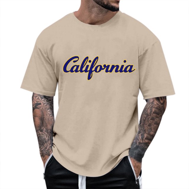 LUOGENLI T-shirts pour Homme pour Hommes T-Shirt à Imprimé Floral à Manches Courtes à Col Rond pour Tenue Décontractée T-shirts pour Homme T-Shirt Graphique Fête de la Saint-Patrick Beige TG