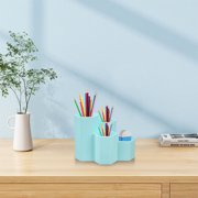 Wuztai Small Multifunctional Organizer Desk Caddy, Plastic Office Accessory Tray with Compartments, Pen Pencil Brush Art Supply Holder for School Home Bathroom Countertop