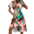 thumbnail image 2 of Mefallenssiah Woman Summer Printing V-Neck Short Sleeve Dress, 2 of 8