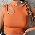 thumbnail image 2 of JGGSPWM Women's Asymmetrical Neck Cut Out Sleeveless Ribbed Tank Tops Slim Fitted Y2K Trendy Crop Tees Orange M, 2 of 9