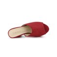 thumbnail image 4 of BLISSFUL STEP Women's Shoes Chunky Platform Open Toe Slides Block Heel Sandals Red 9, 4 of 8