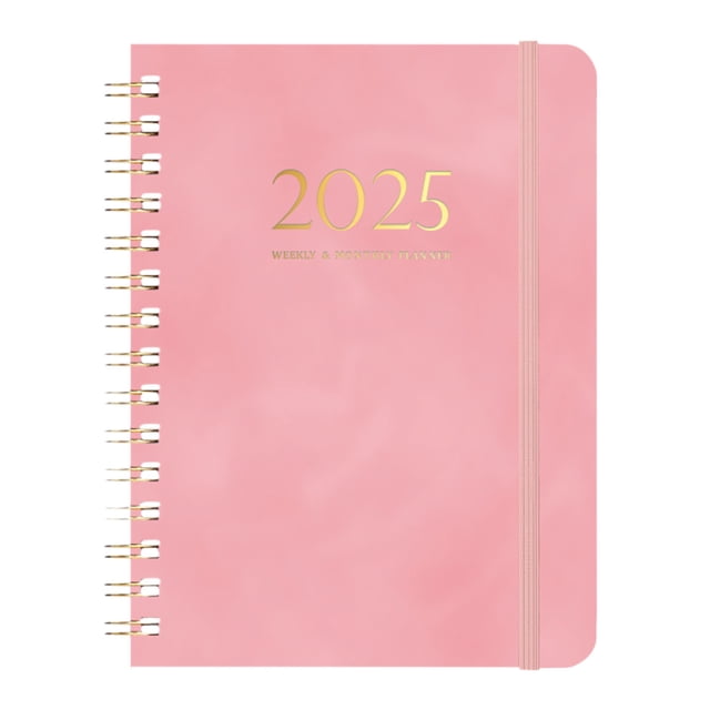 Meitianfacai Coil Planner 2025 Weekly Planner Diary A5 Taped Notebook Book, Pink