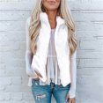 thumbnail image 2 of Heliisoer Pocket Women Zipper Solid Color Jacket Plush Sleeveless Lapel Vest Loose, 2 of 8