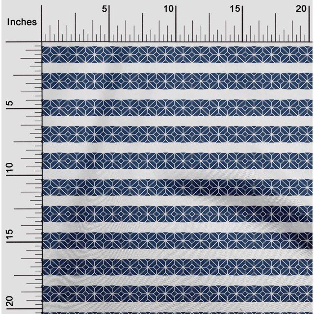 oneOone Polyester Lycra Navy Blue Fabric Diamond Geometric Fabric For Sewing Printed Craft Fabric By The Yard 56 Inch Wide