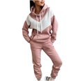 thumbnail image 1 of Long Sleeve Tops Ladies Fashion Slim Sports Long Sleeve Two-piece Color Block Sweatshirt Set, 1 of 6