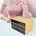 thumbnail image 2 of GUOOL Bamboo Desktop Storage Drawer Scissors Supplies Premium for Study Bathroom black black three layer, 2 of 8