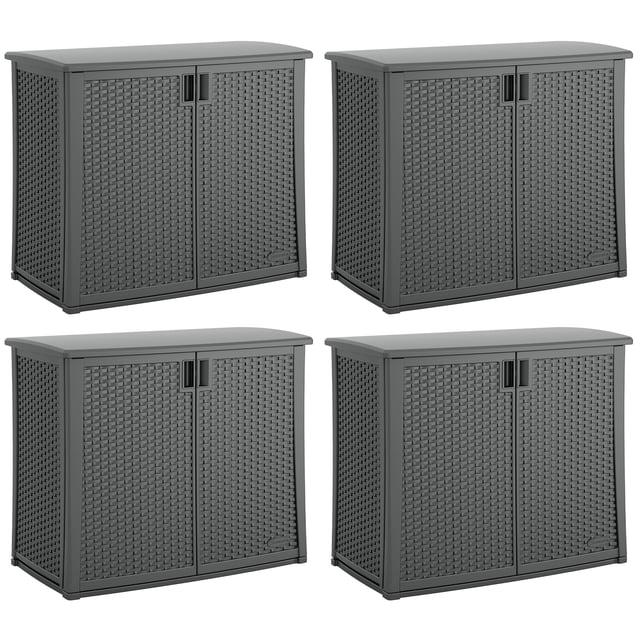 Suncast Outdoor Cabinet Deck Storage Box with Adjustable Shelf, (4 Pack)
