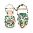 thumbnail image 4 of BLISSFUL STEP Women's Shoes Floral Pattern Platform Chunky Heel Open Toe Slingback Buckle Strap  Sandals Green 8.5, 4 of 5