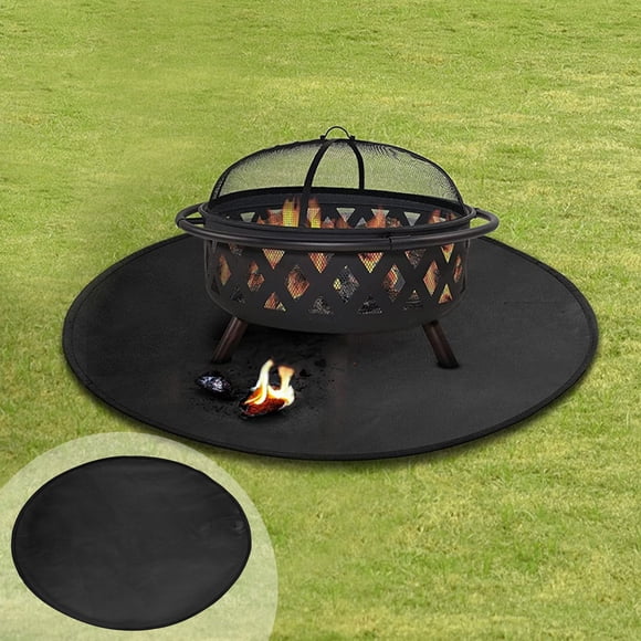 Circular Fire Mat, Staron Fire Stove Mat with Aluminum Film Coating for Heat Insulation, Burn Oven Mat for Camping Grill Kitchen Floor Protection