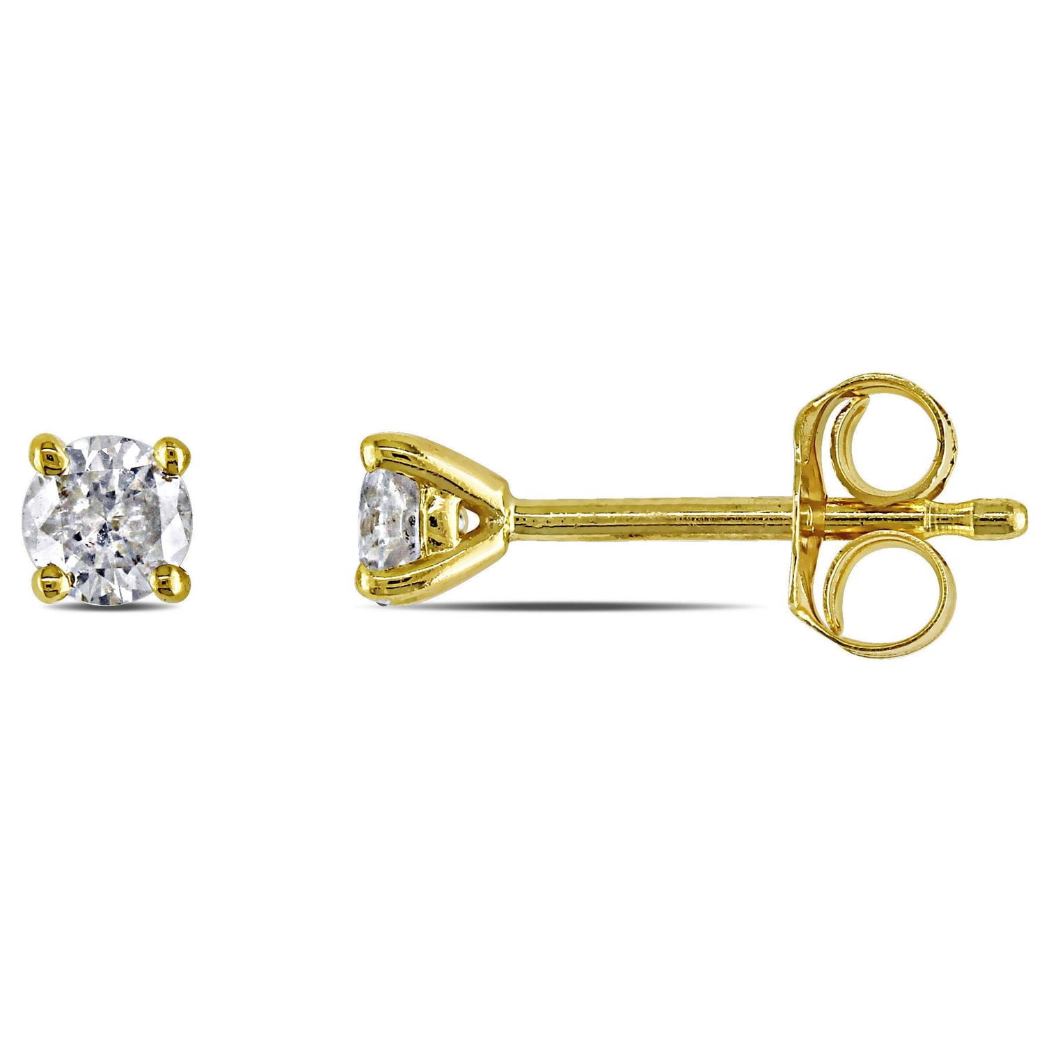 Clous d'oreille solitaires Miabella avec diamants 1/4 CT poids total en or jaune 14K