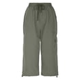 thumbnail image 3 of Plebaso Pantalon Capri Cargo pour Femmes, Joggers de Randonnée Légers à Cordon, Capris de Travail d'Extérieur avec Poches, 3 of 6
