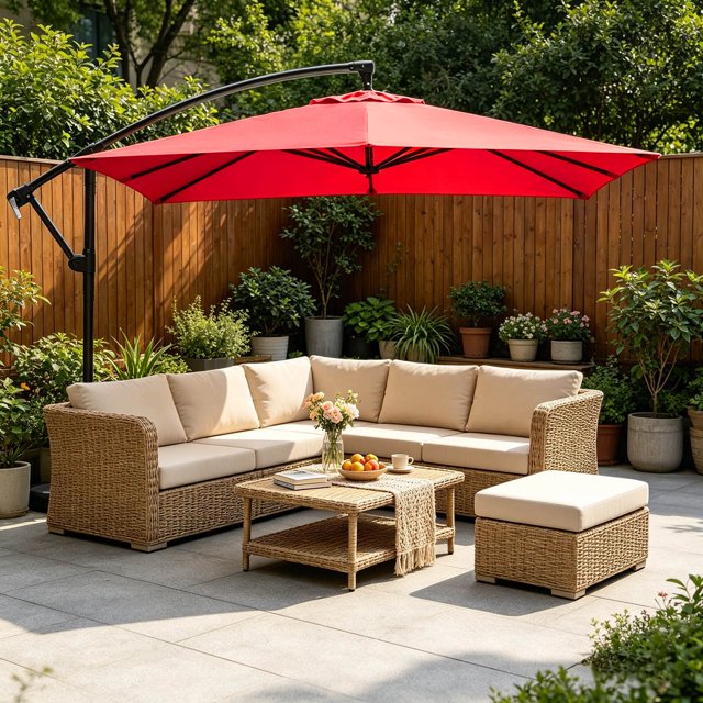 Outdor Cantilever Replacement Rectangle Patio Parasol With Protective For Garden Yard Market