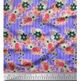 thumbnail image 1 of Soimoi Pink Moss Georgette Fabric Flying Woodpecker Bird Printed Fabric 1 Yard 42 Inch Wide, 1 of 3