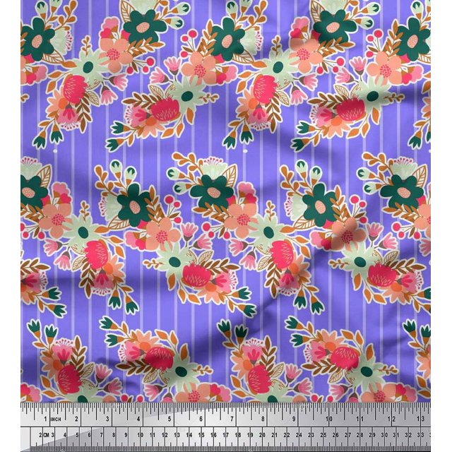 Soimoi Pink Moss Georgette Fabric Flying Woodpecker Bird Printed Fabric 1 Yard 42 Inch Wide