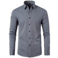 thumbnail image 1 of aohooy Dress Shirts for Men 2025 Long Sleeve Regular Fit Button Down Work Shirts Stretch Wrinkle-Free Business Formal Shirt Gray,L, 1 of 3