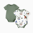 thumbnail image 1 of PatPat Bamboo Baby Boy/Girl 2-Pack Solid&Printed Rompers Set, 1 of 7