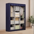 thumbnail image 2 of Blue Dustproof Closet Wardrobe Multifunctional Fabric Storage Cabinet Assembly Organizer For Home Bedroom Portable Space Saving Storage Solution Easy Setup H-18 Blue, 2 of 6