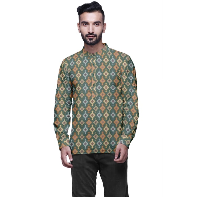 Atasi Indian Traditional Kurta For Men Mandarin Collar Short KurtaShirtFor Boy