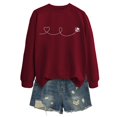 thumbnail image 1 of Chandails à Capuchon pour Femmes Chandail à Capuche Femme Manches Longues Col Rond Chandail en Molleton Décontracté Imprimé Chandail-Over Haut Tenue Quotidienne T-Shirt Blouse Automne Hiver Vêtements Décontractés Automne Veste, 1 of 2
