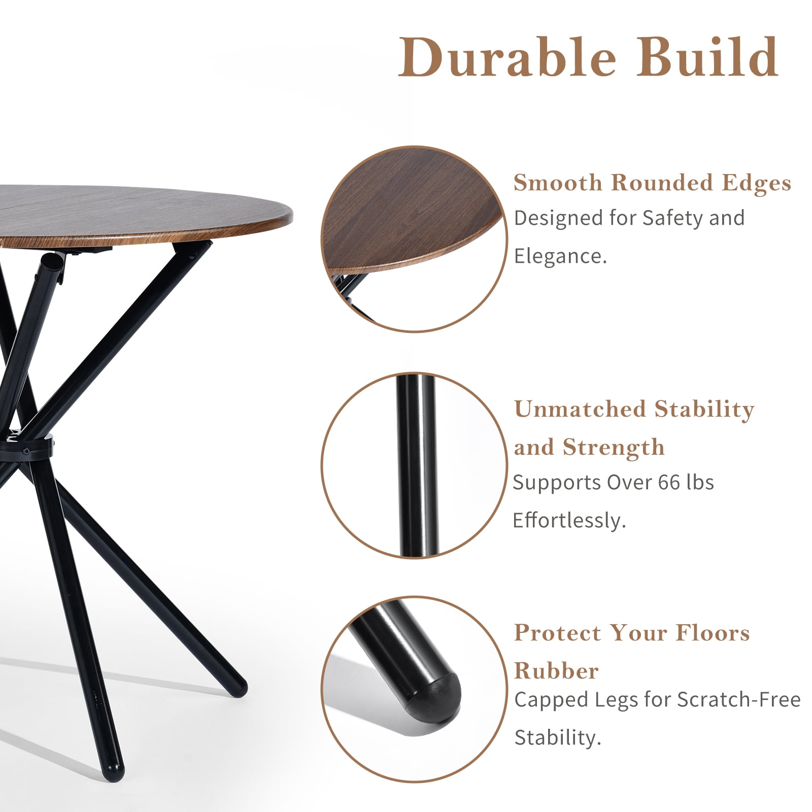 Table de Salle à Manger Ronde Homy Casa, Table de Cuisine Moderne en Bois de 31,5 po avec Pieds en Métal