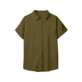 thumbnail image 4 of Aqestyerly Haut d'Été pour Femme Décontracté à Manches Courtes Blouse Unie Mode T-Shirt à Boutons Léger Coupe Ample Confortable HWRETIE, 4 of 6