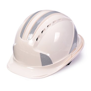 ABS Safety Helmet Breathable Shockproof Helmet with Air Vents Multi-point Buffer Reflective Stripe for Warehouse Factory White