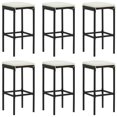 thumbnail image 1 of vidaXL Tabourets de Bar avec Coussins 6 Pcs Noir Rotin Poly, 1 of 5