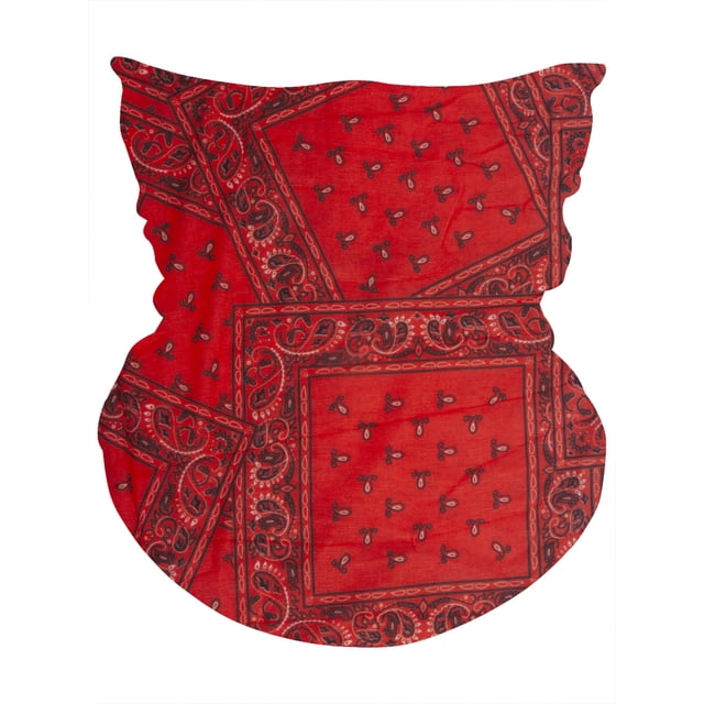 Top Headwear Face Covering Neck Gaiter - Red Paisley