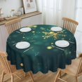 thumbnail image 5 of Nappe Ronde Flocon de Neige Sarcelle Hiver Noël 60 Pouces Couverture de Table pour Salle à Manger Tissu Polyester avec Bords Festonnés Résistant aux Taches Cuisine Pique-Nique Fête Restaurant Décoration, 5 of 5