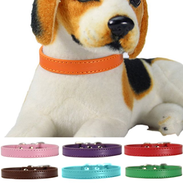 Trayknick Fashion Adjustable Faux Leather Solid Color Dog Cat Puppy Neck Strap Pet Collar Red
