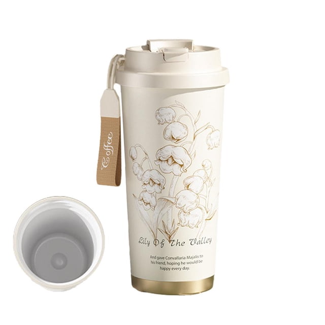 Ceramic Lining Coffee Mug Vacuum Insulated Coffee Cup 500ml. Eco-friendly S1E4