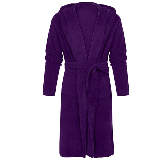 SHTXOZHI Men's Flannel Robe Warm Fleece HoodedSpa Bathrobe Winter Soft Robes with Pockets