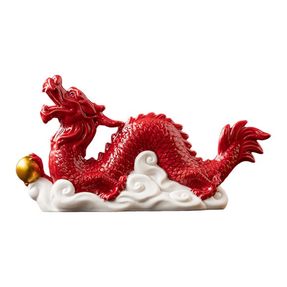 yuksok Chinese Dragon Figurine Collection d'Animaux Figurine Feng Shui pour Bureau Magasin Rouge