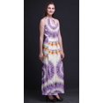 thumbnail image 3 of Bimba Robe Longue de Soirée pour Femmes Teinture sur Nœuds Imprimée à Col Ras du Cou avec Fentes Latérales et Dos Nu - Grand, 3 of 6