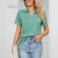 thumbnail image 2 of Birdeem T-Shirt à Manches Courtes Uni Col Mode pour Femmes Blouse Ample, 2 of 8
