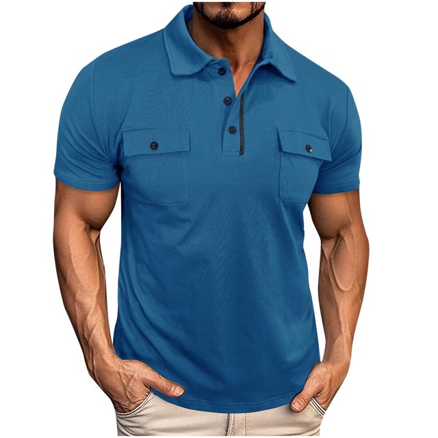 Mgmyaa Polos pour Hommes à Manches Courtes, T-Shirts à Col, Polos de Golf de Performance pour le Gym, Chemise Classique à Col Contrastant avec Poches