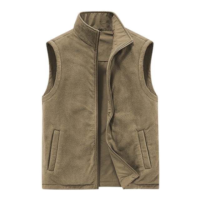 Birdeem Mens Thin Workwear Solid Color Stand Collar Sleeveless Jacket Tank Tops