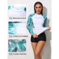 thumbnail image 3 of Women Quick Dry Athletic Floral Printed Rush Guard Sun Protection UPF 50+ Long Sleeve Shirt, 3 of 6