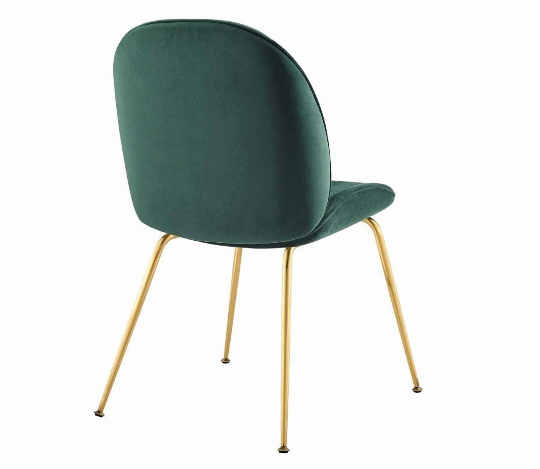 Chaise de salle à manger en velours vert Take Me Home – Lot de 4 avec sièges épais et moelleux, revêtement en velours luxueux et pieds dorés brillants pour des salles à manger élégantes