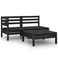 thumbnail image 1 of vidaXL 3 Piece Garden Lounge Set Solid Pinewood Black, 1 of 5