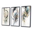 thumbnail image 3 of Designart "Mosaic Echoes in Turquoise and Gold III" Cubism Framed Wall Art Set Of 3 - Turquoise Cubism Frame Gallery Set For Office Decor, 3 of 6