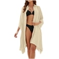thumbnail image 1 of Plebaso Longue Robe de Plage de Plage pour Femmes à Boutons, Col, par-Dessus, Robe Chemise de Maillot de Bain Unie pour Femmes pour les Vacances, 1 of 5