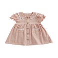 thumbnail image 1 of Baby Girl Doll Collar Dress  Short Sleeve Button Closure A-Line Dress, 1 of 9