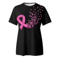 thumbnail image 4 of JIRNDf T-Shirt pour Femmes Hauts d'Été Tendance Rose Imprimé Manches Courtes Col Rond Mignon T-Shirts Graphiques pour Femmes Chemises Noir TTG, 4 of 5