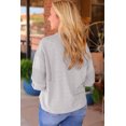 thumbnail image 3 of Women's Gray Waffle Patchwork Dolman Sleeve Henley Top, 3 of 5